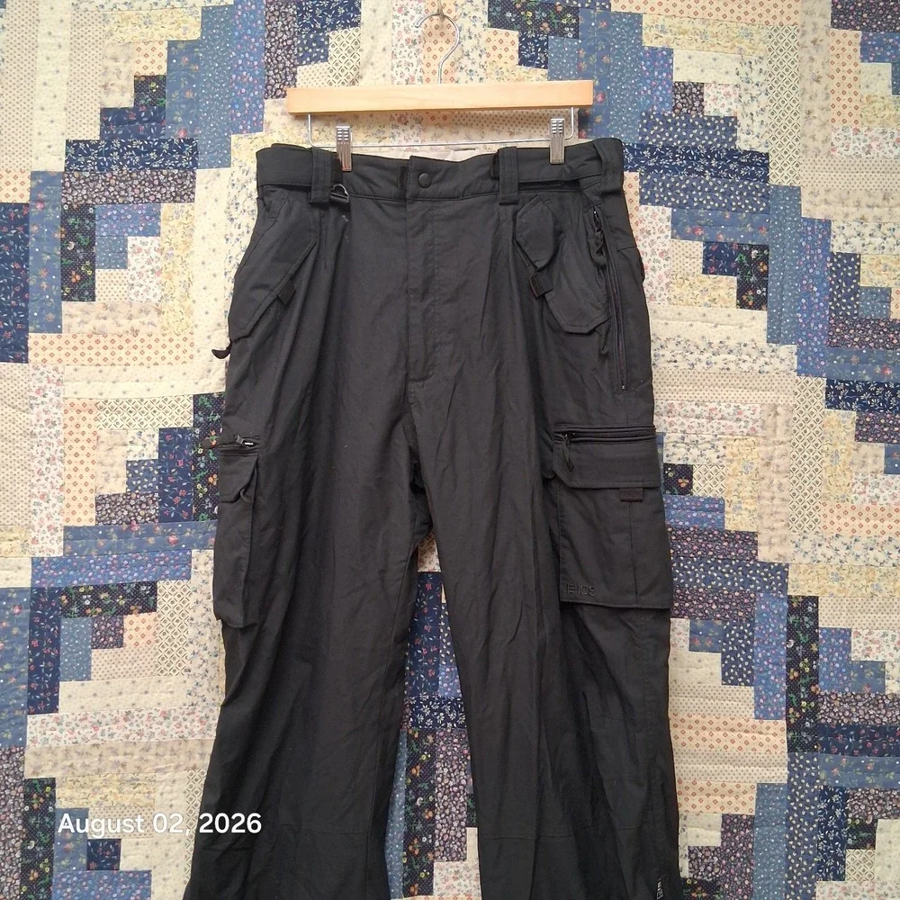 E408 Turbine Snowboard Pants Men XL Black Cargo Ski Snow Waterproof Baggy Winter